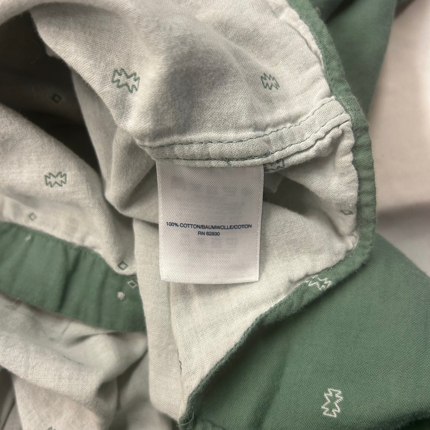100% cotton green button up