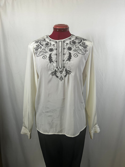 Vintage white dressy top with embroidery