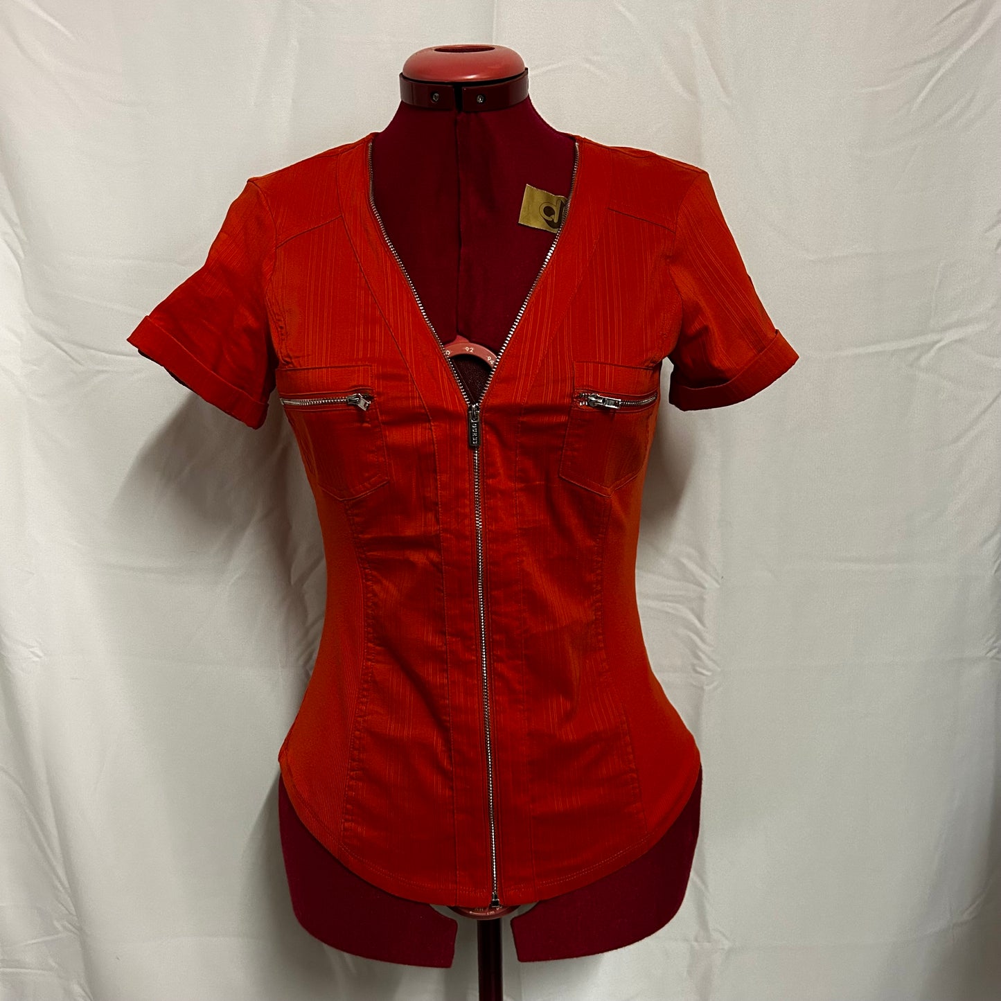 Orange Guess zipper shirt