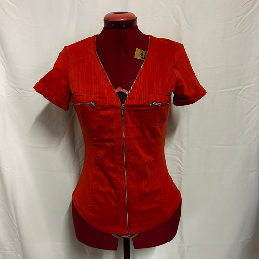 Orange Guess zipper shirt