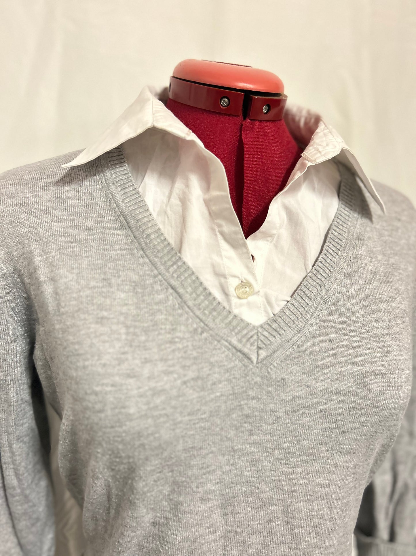 Grey top with blouse collar