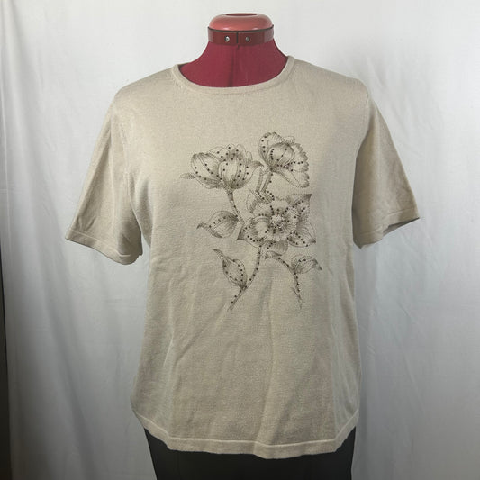 Beige top with flower detail