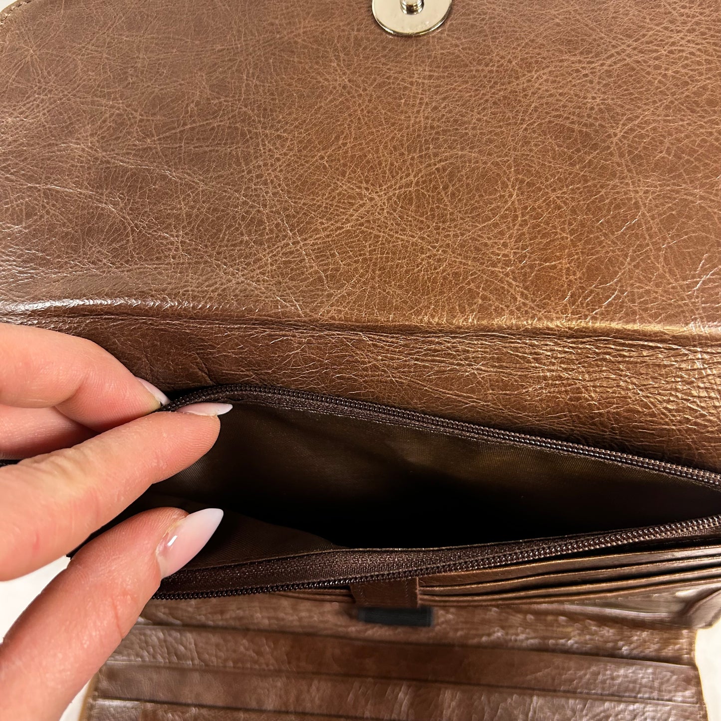 Brown leather purse