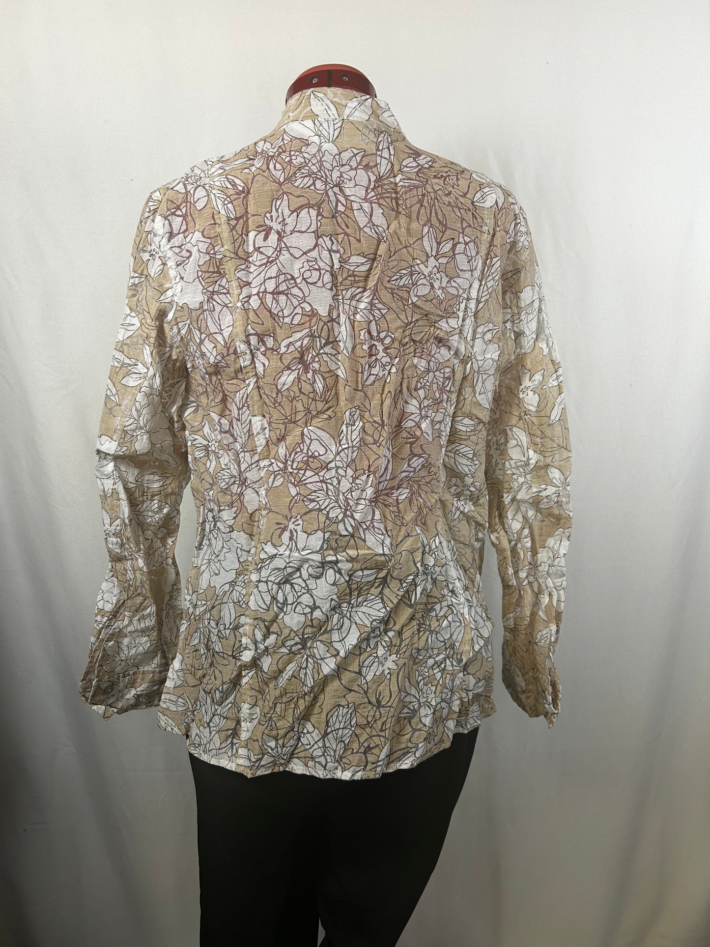 Beige button up with white flowers