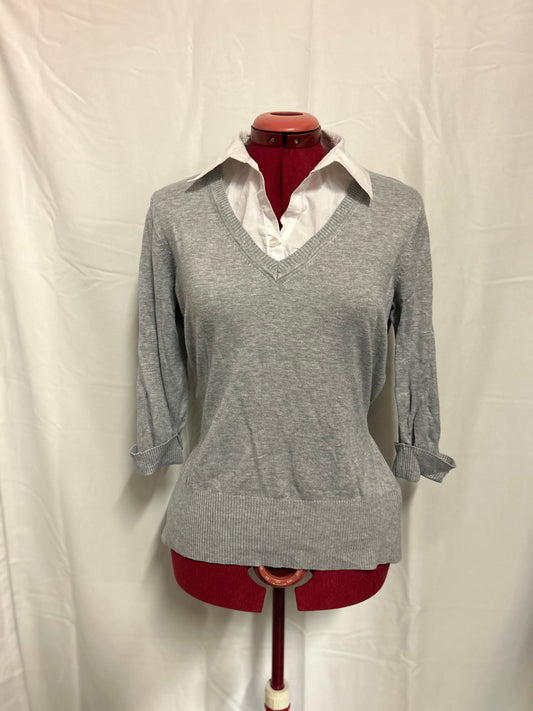 Grey top with blouse collar