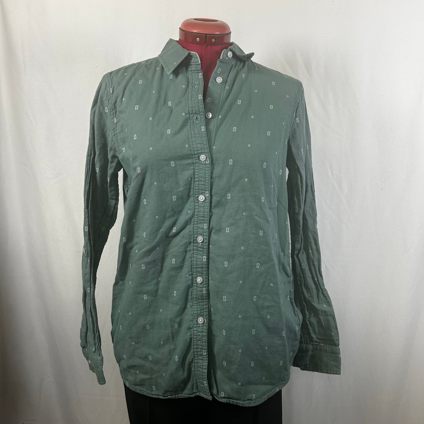 100% cotton green button up