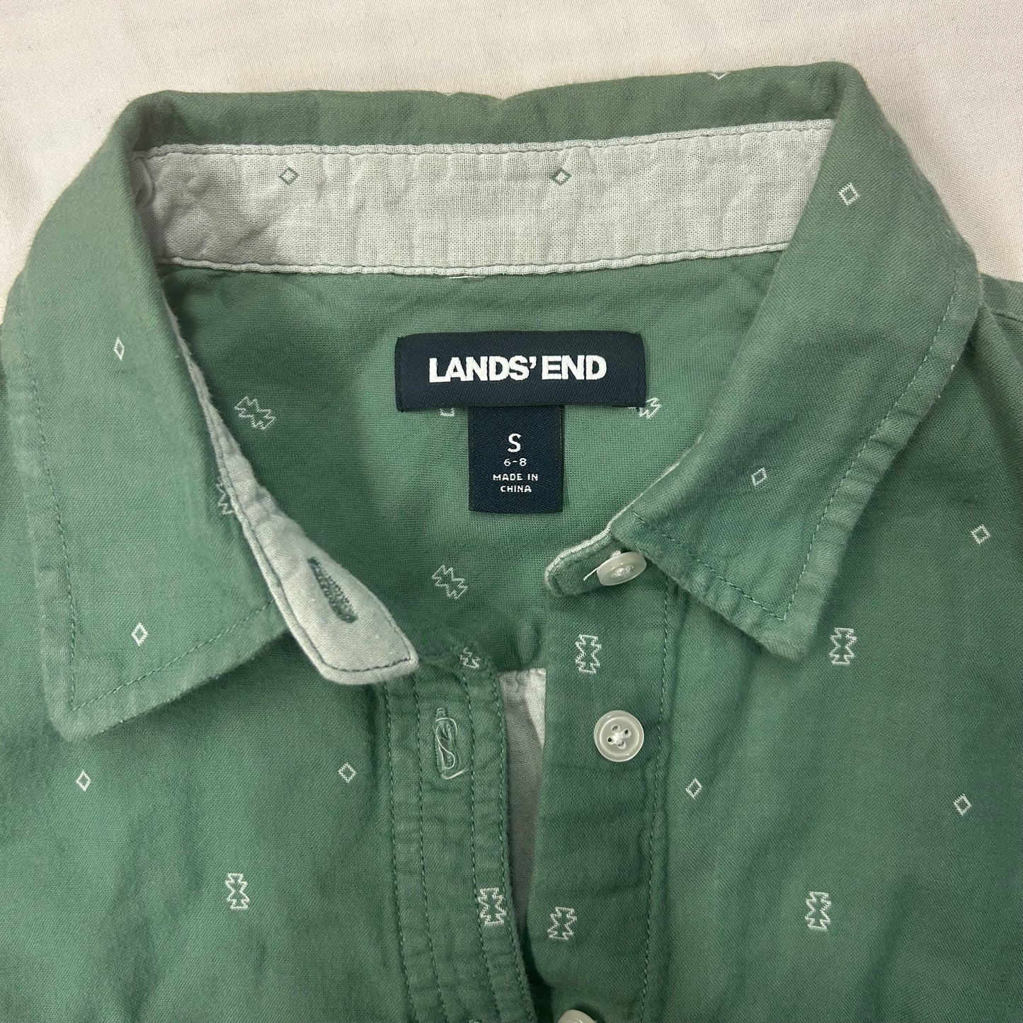 100% cotton green button up