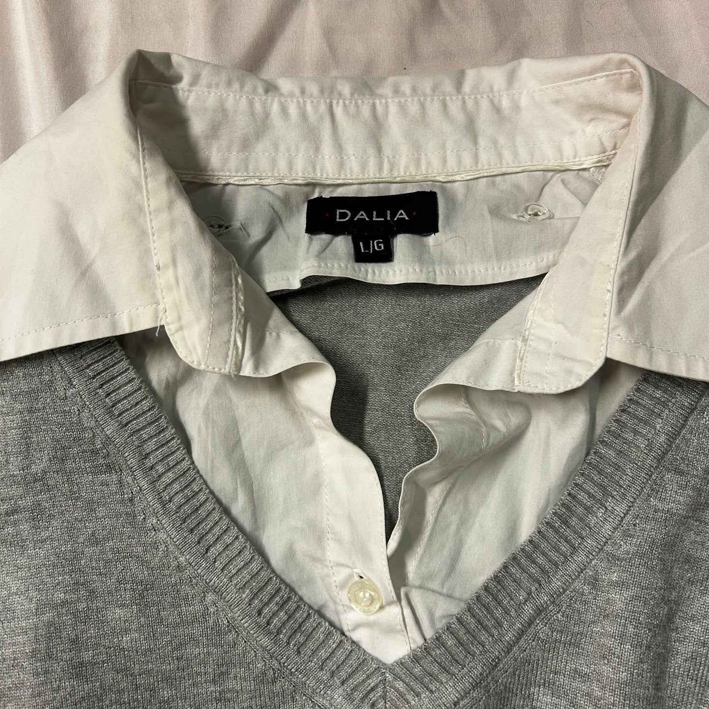Grey top with blouse collar