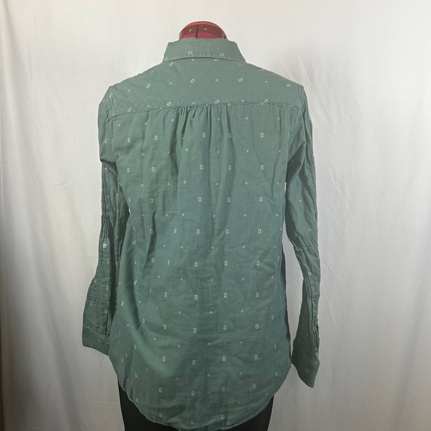 100% cotton green button up
