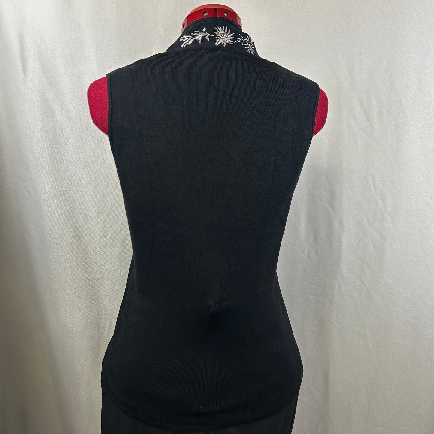Silk top with embroidered flowers